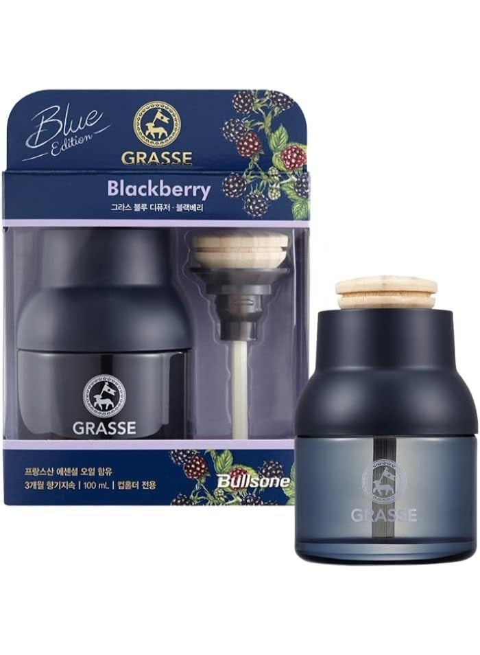 Bullsone Grasse Diffuser Blue Edition, Natural Car Air Fresheners, Luxury Car Perfume Essential Oil Diffuser - Black Berry Scent - Image 1